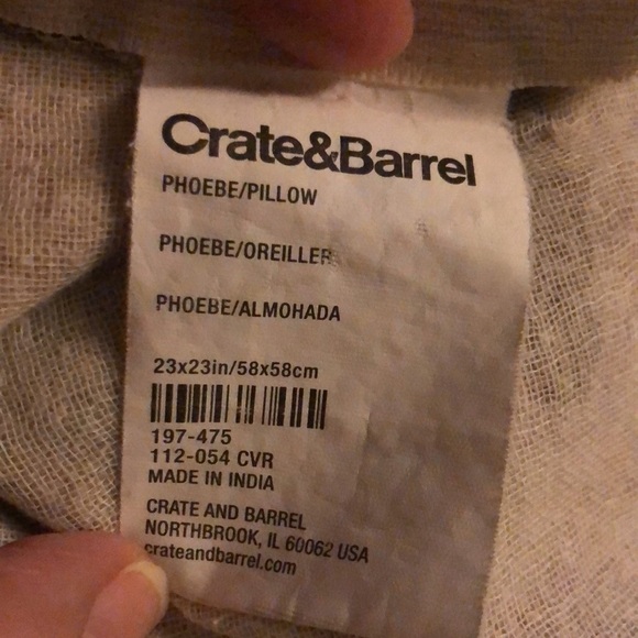 Crate & Barrel Square Printed Pillow Cover 23X23 Teal, Pumpkin Oatmeal Decorate - Picture 3 of 4